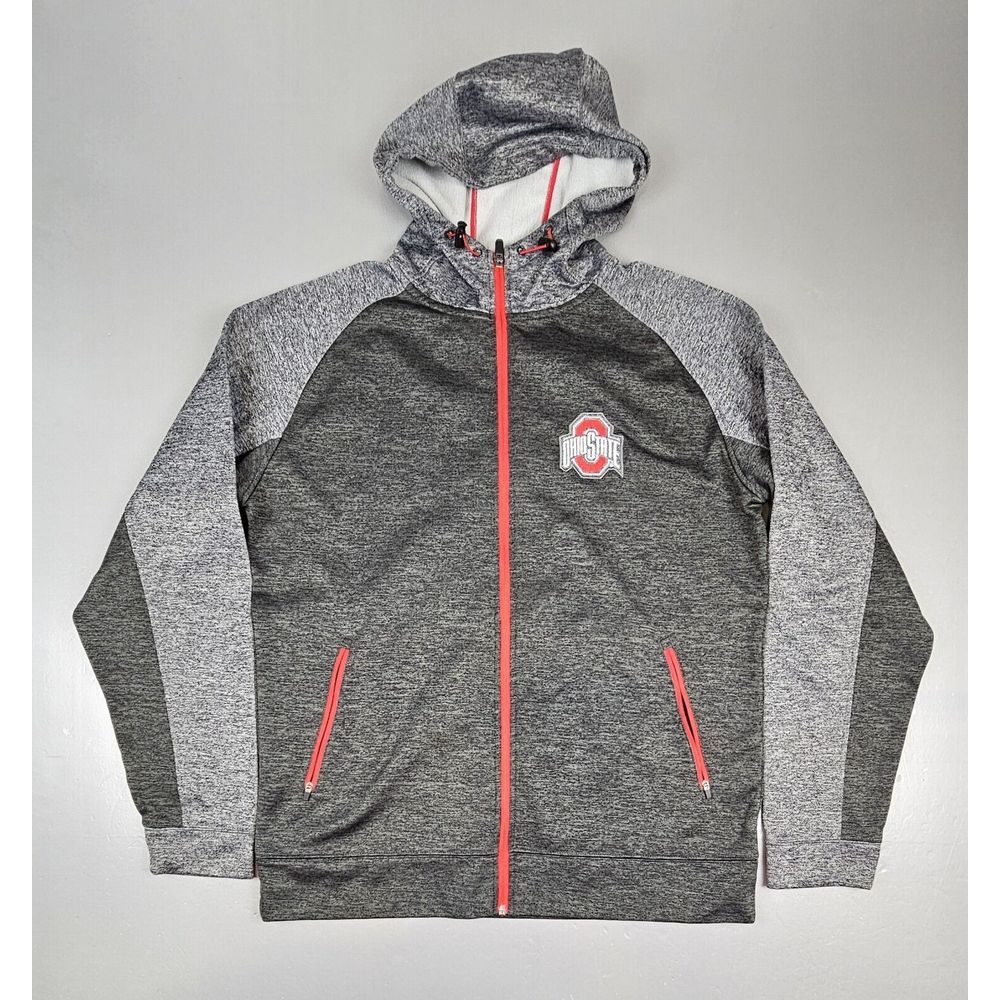 Ohio State Buckeyes Hooded Zip Jacket Mens Large. J. America Grey NCAA.‎